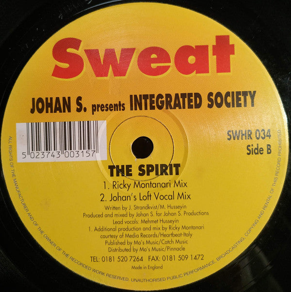 Johan S. Presents Integrated Society ‎- The Spirit (SWHR034) (Second Hand)