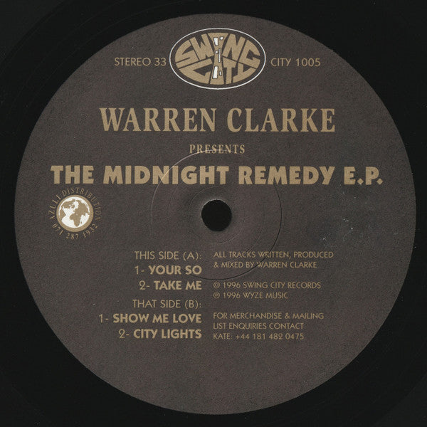 Warren Clarke - The Midnight Remedy EP (CITY1005) (Second Hand)