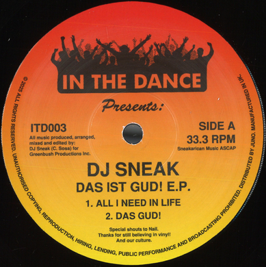 DJ Sneak - Das Ist Gud! EP (ITD003)