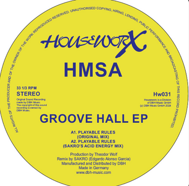 HMSA -Groovehall EP (incl. - Sakro & Franco Strato Rmxs) (HW031)