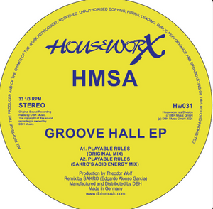 HMSA -Groovehall EP (incl. - Sakro & Franco Strato Rmxs) (HW031)